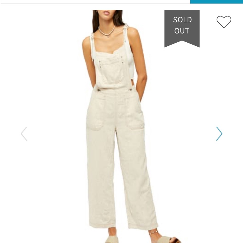 Free People Linen Overalls Beige (S)